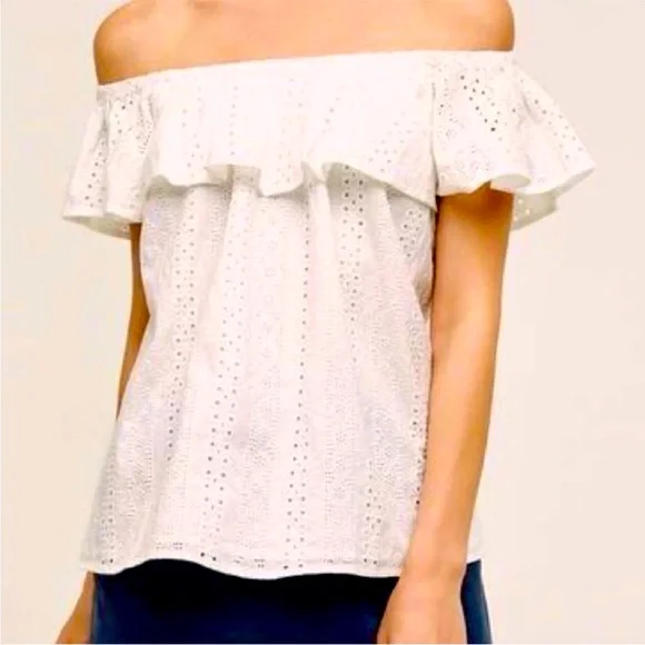eri + ali Off-the-Shoulder Eyelet Top - Picture 1 of 7